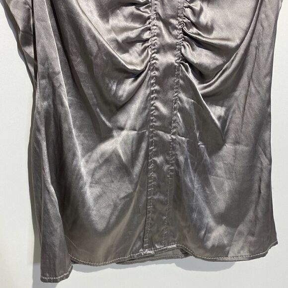 Ann Taylor Women's Gray Silk Stretch Sleeveless Cinched Front Top Size 4 - Picture 4 of 9